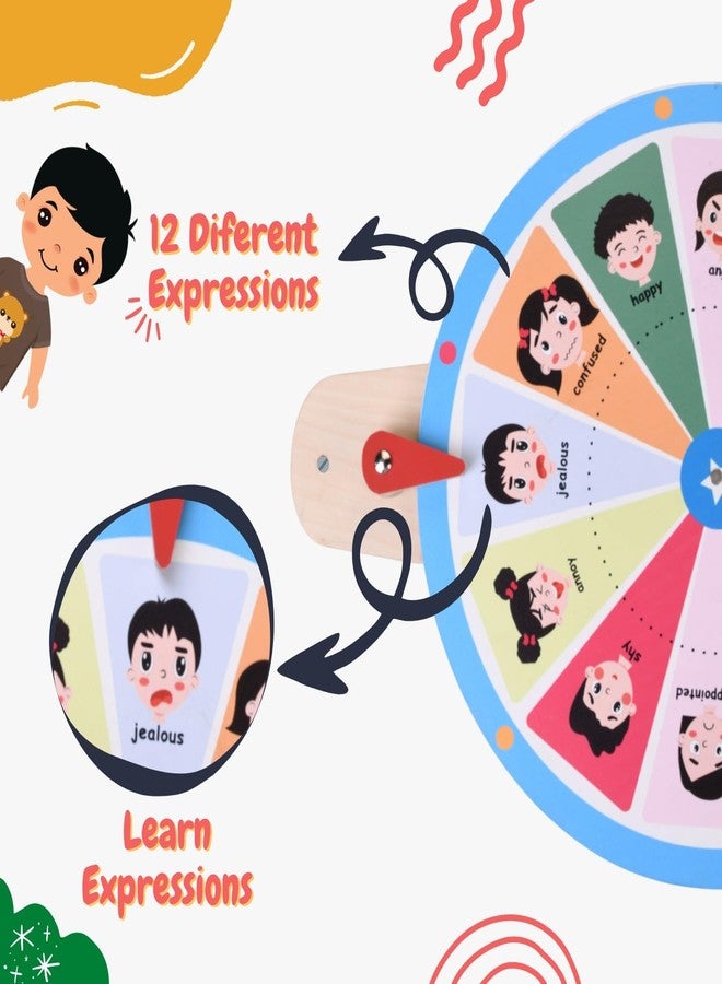 The Funny Mind Emotion Learning Spin Wheel Montessori Wooden Educational Nursery Activity Wall Panel for Preschool, Creche, Daycare, Kids, Toddlers, and Babies 1, 2, 3, 4, 5, 6, 7, 8+ Years - Image 3